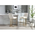 thumbnail image 4 of Dayalane Counter Height Bar Stools Set of 2, PU Upholstered Kitchen Barstools with Back and Gold Base, 26 " Modern Elegant Island Chairs for Restaurant Bar Dining Room, White, 4 of 10
