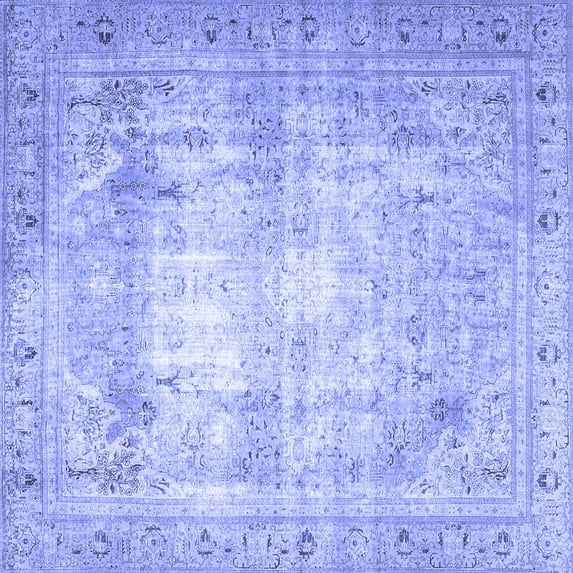 Ahgly Company Machine Washable Indoor Square Persian Blue Traditional Area Rugs, 6' Square