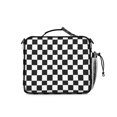 thumbnail image 3 of Black and White Checkered Pattern Insulated Lunch Bag with Shoulder Strap and Bottle Holder,Bento School Lunch Bag Box,11x9.5x3.5 Inches, 3 of 5