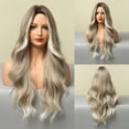 thumbnail image 2 of Peluca de estilo europeo y americano de gran ola, fina, de color natural, mezclada, gris claro, peluca de cabeza completa, pelucas de mujer, 2 of 4