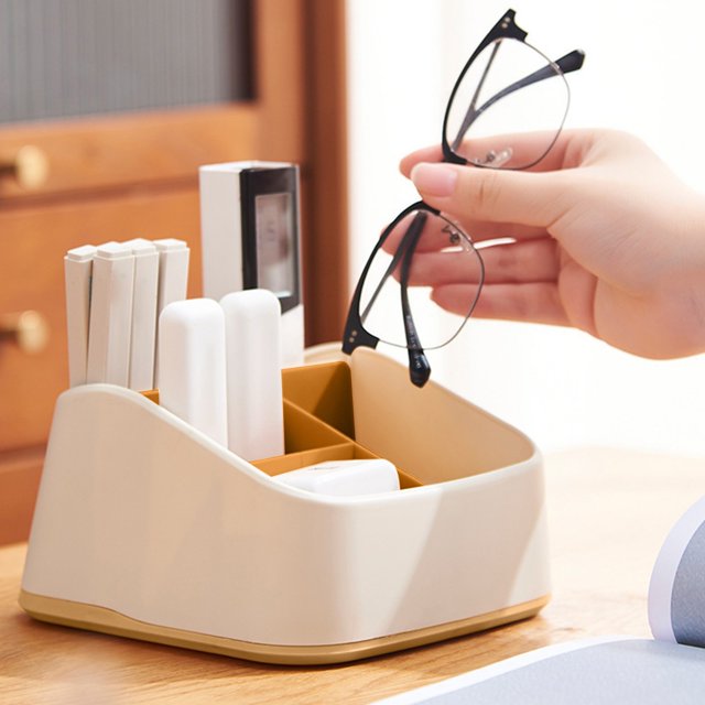 JilgTeok 5 Boîtes de Rangement pour Bureau avec Compartiments, Organisateur de Bureau, Boîte de Maquillage, Porte-Rouge à Lèvres, Conteneur Multi-Usage pour Fournitures de Bureau à Domicile en Liquidation