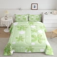 thumbnail image 2 of Feelyou Kawaii Cherry Blossoms Bedding Comforter Set, Green Polkadots Abstract Twin Comforter Sets, Watercolor Flower Reversible Bedding Set, Luxury Bedroom Decor, 2pcs, 2 of 8