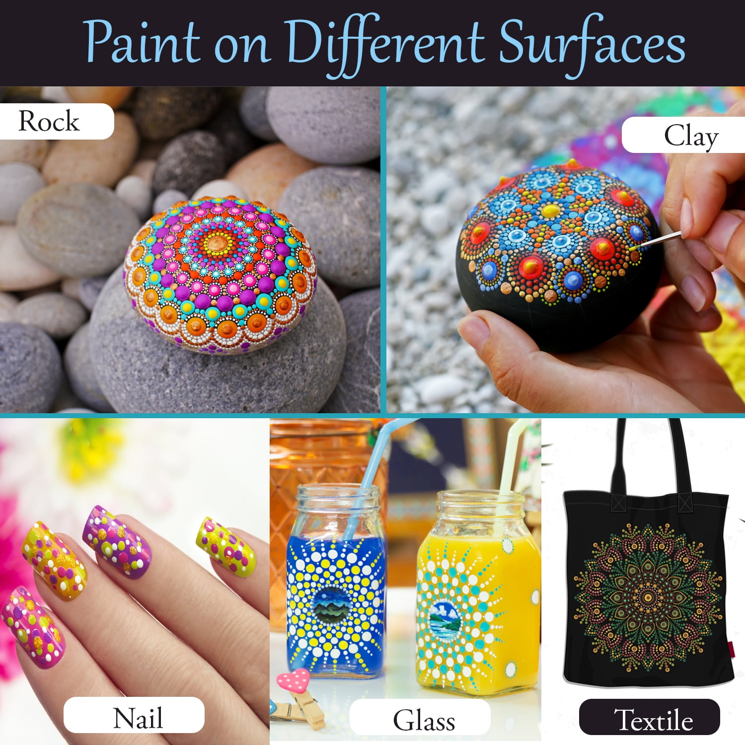 Cerem Mandala Dotting Tools Kit with Acrylic Paints & Stencils for DIY Rock Painting, Zen Therapy & Mindfulness