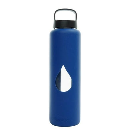Bluewave Lifestyle GG150LC-Blue Reusable Glass Water Bottle with Loop Cap & Free Silicone Sleeve - Sky Blue, 750