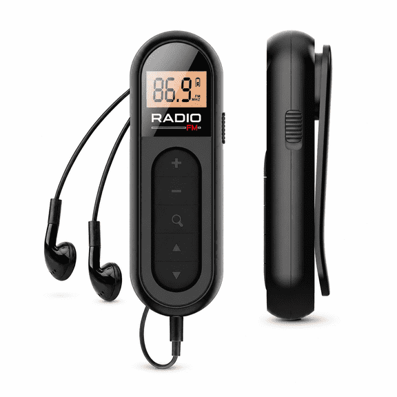 FM Radio,Rechargeable Portable Pocket Transistor Radio with Best Reception,LCD Digital Tuning with Backlight,Stereo Sound,Belt Clip for Jogging,Walking
