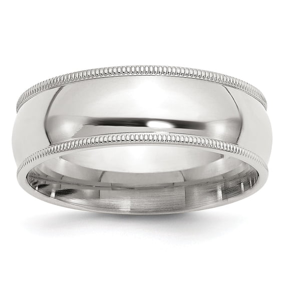 Sterling Silver 7mm Milgrain Comfort Fit Band - Size 5.5