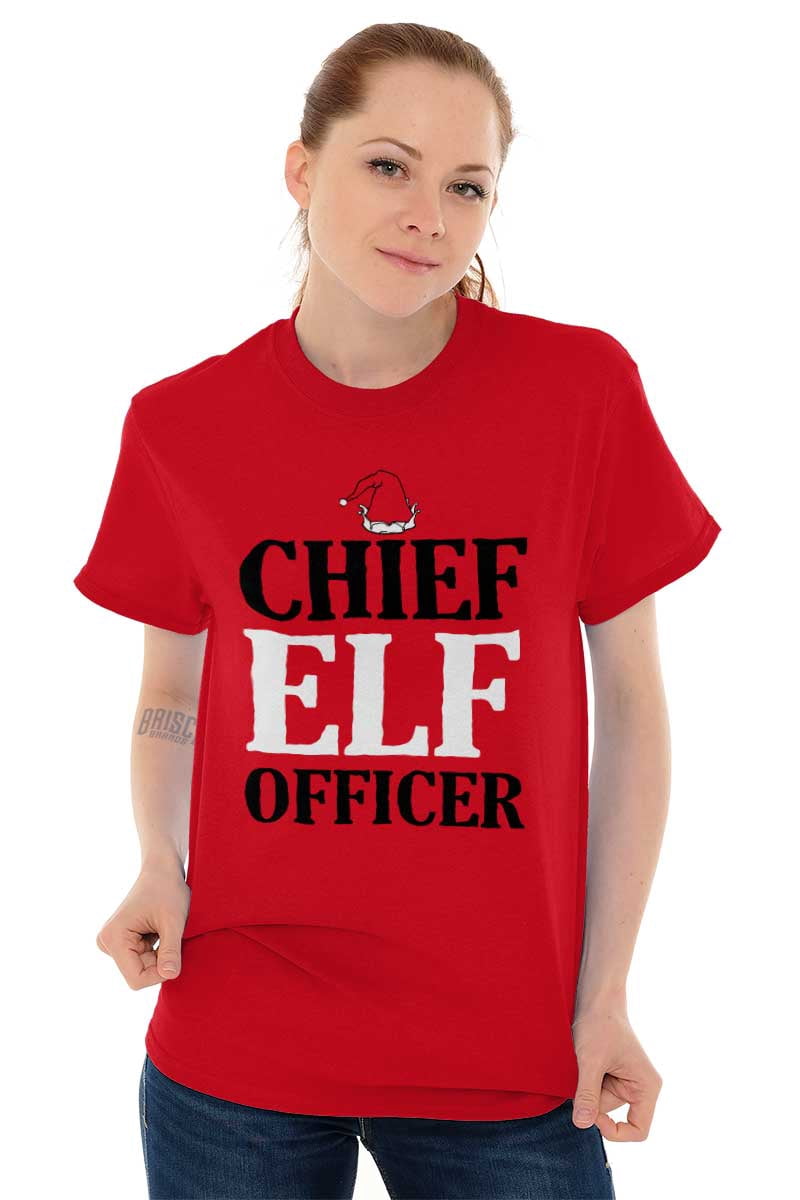 Xmas Chief Elf Officer Santa Helper Men's Graphic T Shirt Tees Brisco Brands M