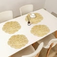 thumbnail image 6 of Luniquz Round Gold Placemats Set of 4 Sweet Acacia Elegant Tablemats Flower Round Vinyl Place Mats Table Setting Kitchen Table Mats for Dining Table Holiday Wedding Decorative, 6 of 6