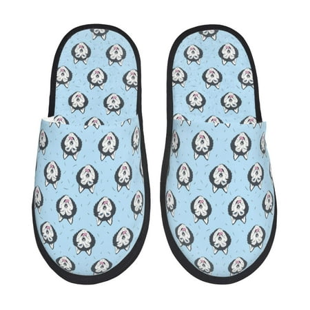 Balery Husky Head Slient Indoor Furry Fleece Comfort House Shoes Soft Non-Slip Home Shoes Cotton slippers House Slippers-- Medium