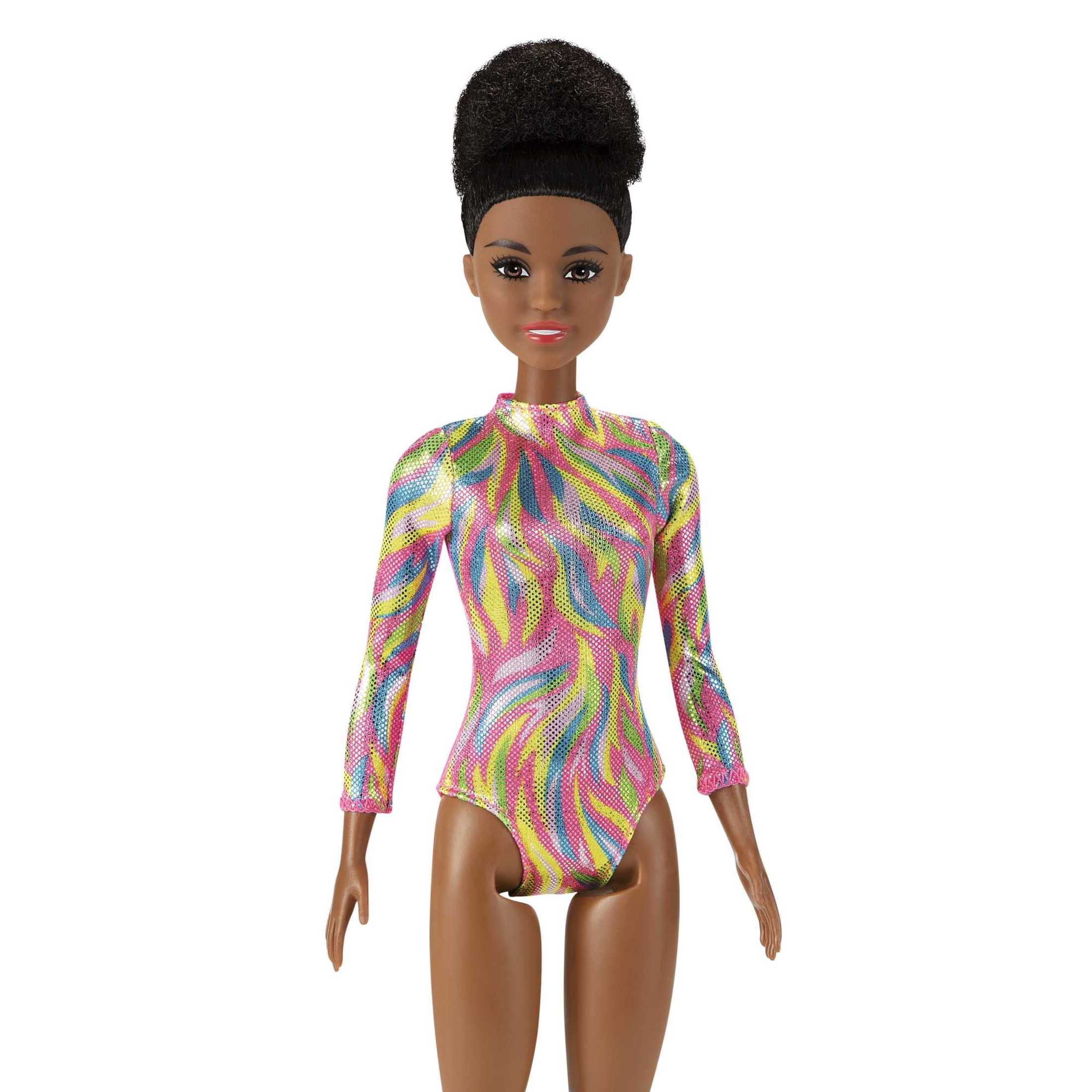 Barbie Rhythmic Gymast Doll, Brunette Fashion Doll with Metallic Leotard & Dancing Accessories