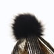 thumbnail image 2 of Gorro elegante de invierno y otoño con pompón metálico brillante y calavera para mujer (dorado), 2 of 7