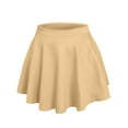 thumbnail image 2 of J. METHOD Women’s Skater Skirt Elastic Waist Casual Mini Flared Swing Pleated Skirts Made in USA NEWSK06 Beige S, 2 of 6
