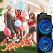 Oture Portable Bluetooth PA Speaker,5000W Dual 8 Speaker Rechargeable Outdoor Party Karaoke Audio System -FM/AUX/MP3/USB