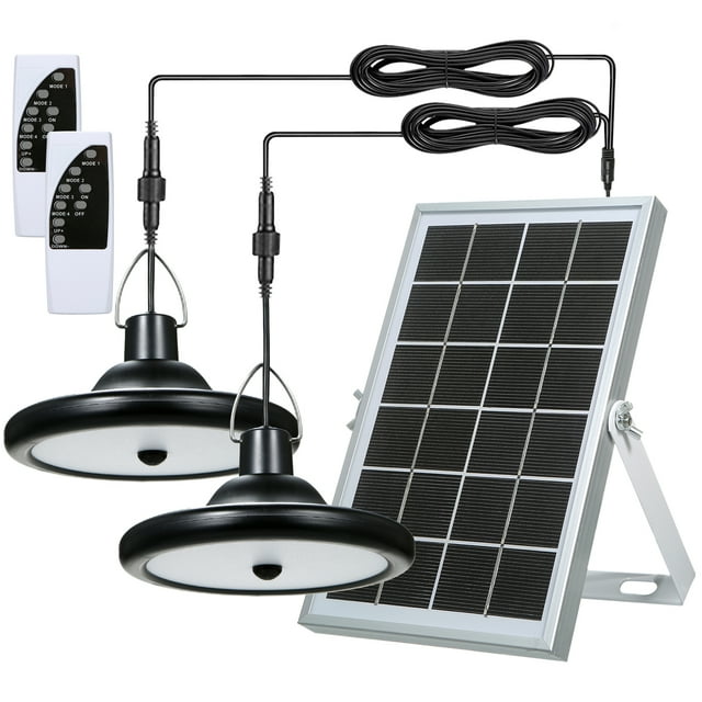 Mistaha Outdoor Solar Powered LED Pendant Light with Human Body Sensing and Intelligent Light Control, Waterproof, Warm White, 56 LEDs x 2, IP65, 12W Output, 1000LM, 3.7V/2200mAh x 4 Batteries, PC +