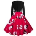 thumbnail image 4 of Moda mujer otoño Navidad cuello en V estampado suelto cómodo vestido de manga larga Fridja  qw3829, 4 of 7