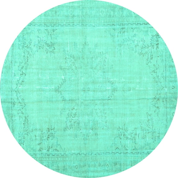 Ahgly Company Indoor Round Persian Turquoise Blue Traditional Area Rugs, 5' Round