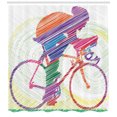 thumbnail image 3 of Ambesonne Modern Shower Curtain, Cycling Man on Bike, 69"Wx84"L, Multicolor, 3 of 3