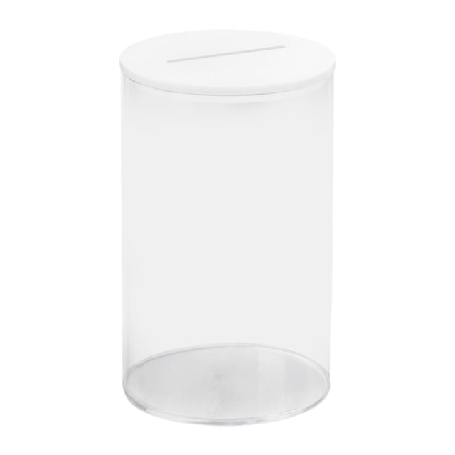 Alcancía de acrílico transparente, tarro de ahorros que se puede abrir, adornos para el hogar, contenedor de monedas. Tapa blanca L