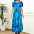 thumbnail image 3 of Robe Design Plume de Paon Bleue Animal Esthétique Bohème Longues Robes Femme Soirée Maxi Robe Idée Cadeau, 3 of 5