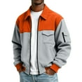 thumbnail image 2 of Mens Jacket Bomber Zip Up Flight Lightweight Jackets Casual Stylish Fall Winter Coats Orange L, 2 of 4