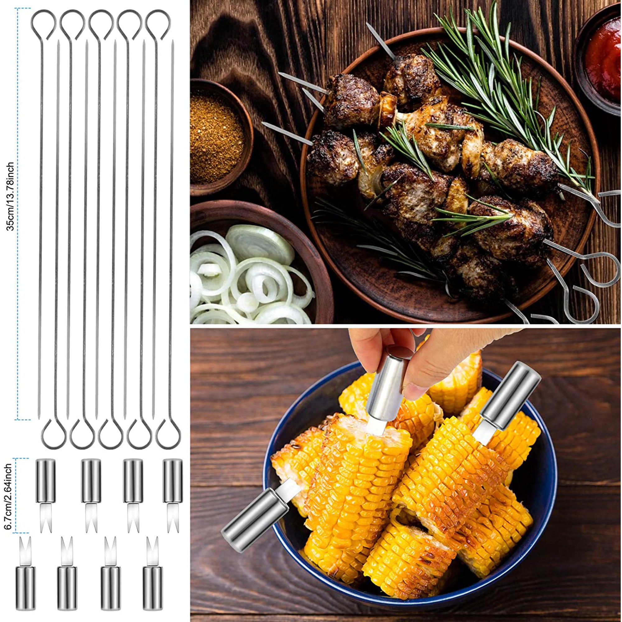 41Pcs BBQ Grill Tool Set, Grill Accessories BBQ Tools with Storage Bag, Extra Thick Stainless Steel Spatula Fork & Tongs, Meat Syringe&Thermometer BBQ Utensils Set for Camping, Outdoor, Backyard Party