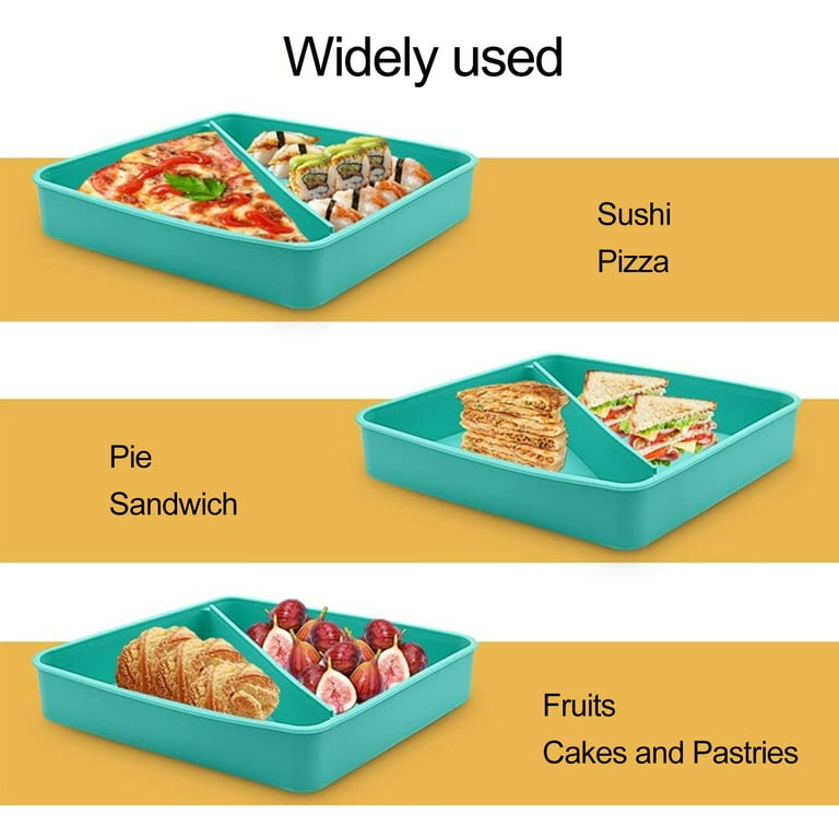 Lomubue Silicone Pizza Storage Container Reusable 2 Compartments Dishwasher  Safe Eco-Friendly Silicone Pizza Box Home Supply 