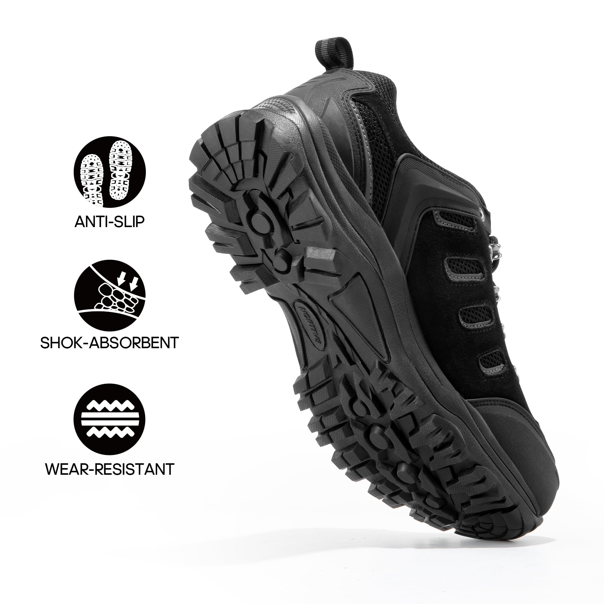 NORTIV 8 Men's Waterproof Leather Low-Top Hiking Shoes for Outdoor Trekking, Camping, and Walking