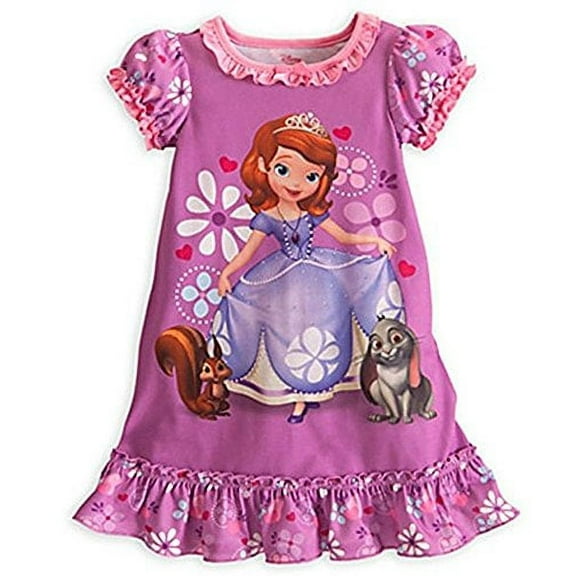 Disney Girls' Sofia The First, Whatnaught and Clover Nightgown, Gown, Size 4