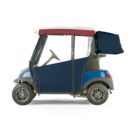 Navy Regimental - Club Car Precedent Golf Cart PRO-TOURING Sunbrella Track Enclosure - Navy