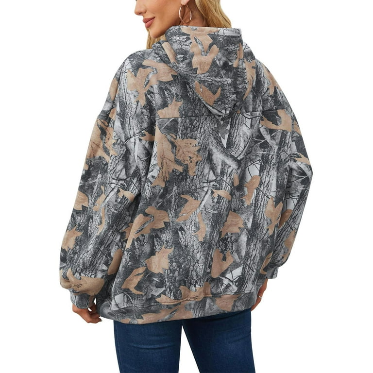 Rivelino Plus Size Camo Hoodie for Women Oversized Sweatshirts Long Sleeve Fleece Sweaters Pullover Fall Outfits with Pocket Walmart