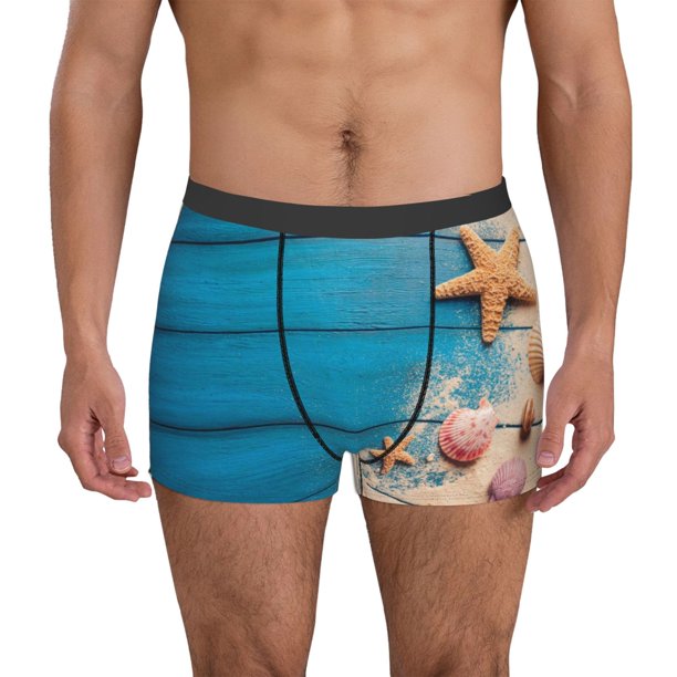 Balery Shells and Starfish Calzoncillos bóxer para hombre, ropa interior de algodón suave y transpirable con cinturilla de nailon-XX-Large