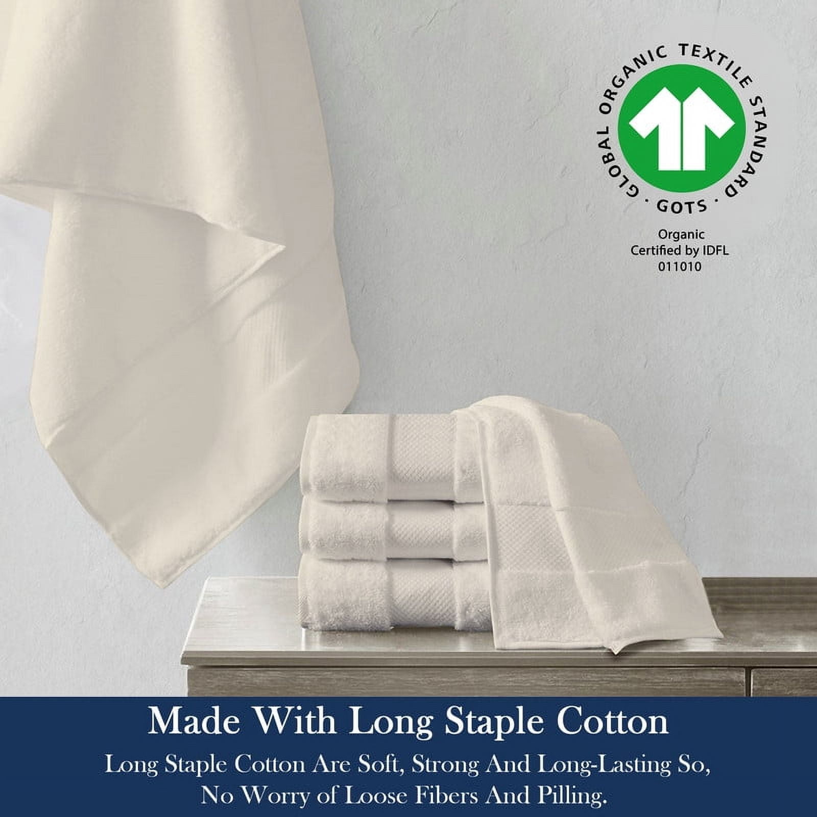 Delara 20-Piece Organic Cotton Towel Set, 650 GSM Luxury Plush, Quick Dry & Ultra-Absorbent, GOTS & OEKO-TEX Certified, Ivory