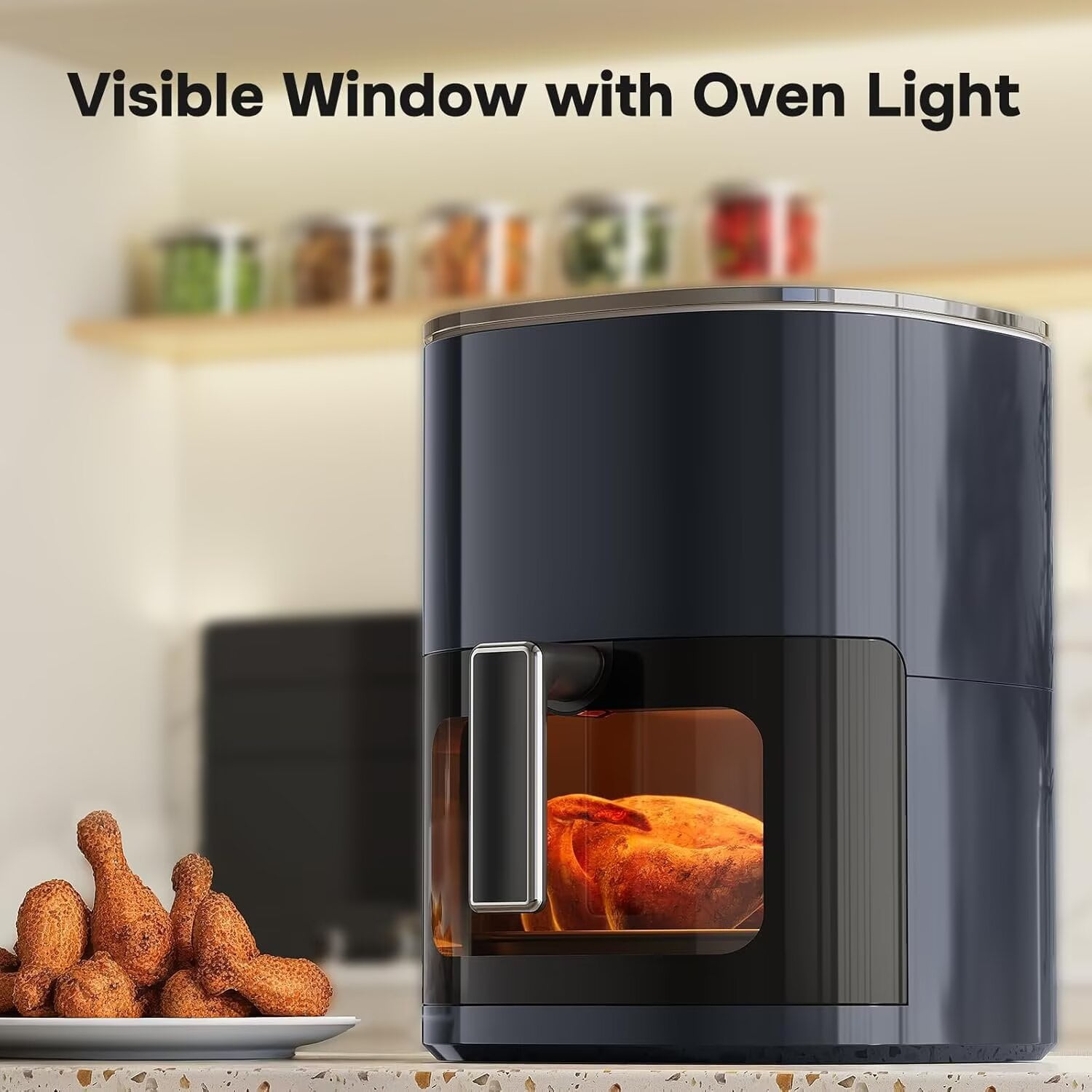 QUIOCOZY 12-in-1 Digital Air Fryer, 6.3 Qt Large Capacity, Viewing Window, Nonstick Dishwasher-Safe Basket, 1700W, Gray