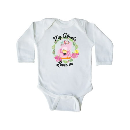 

Inktastic Baby Flamingo My Abuelo Loves Me with Flower Wreath Gift Baby Boy or Baby Girl Long Sleeve Bodysuit