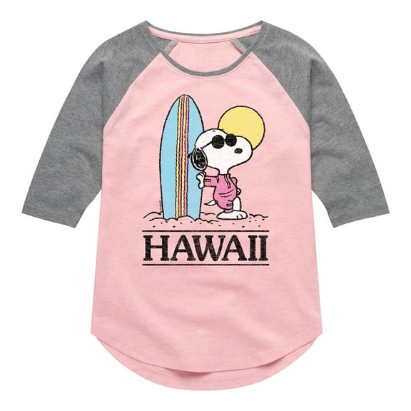 Peanuts - Hawaii - Toddler And Youth Girls Raglan Graphic T-Shirt