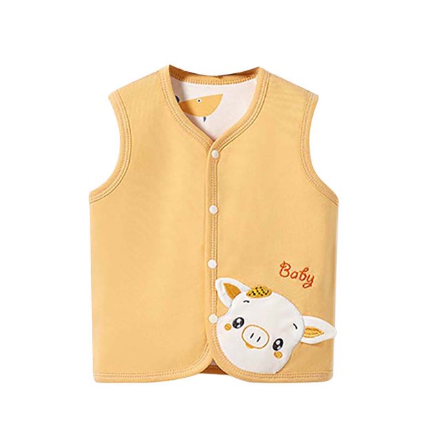 2025 Baby Vest For Girls & Boys Kid's Spring And Fall Spring Cotton Reversible Vest Jacket Sleeveless Undershirt Yellow