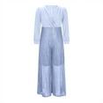 thumbnail image 7 of XPMWRP Sequins Jumpsuit for Women Long Sleeve Sparkly Jumper V Neck Belted Wide Leg Pants Sets Evening Party Jumpsuit White L, 7 of 7