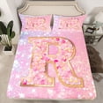 thumbnail image 2 of Feelyou Fashion Pink Letter Queen Sheet Sets for Teen, Cartoon Monogrammed R Flat Sheet, Kawaii Mermaid Princess Queen Fitted Sheet, Microfiber Bedroom Decor, 4-Piece, 2 of 7