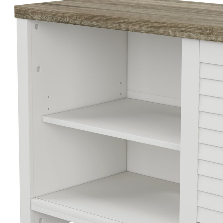 Wood Top 64 Oak Finish Essentials Inch Living Hillsdale with Console, Dark Entertainment White by Handerson