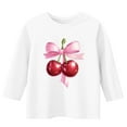 thumbnail image 3 of Ugoldhm Shirts for Girls Bow Print Crewneck Casual Tops 3/4 Sleeve Blouse for 3-12 Years, 3 of 4