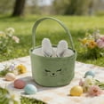 thumbnail image 4 of QuanTara Green Cloth Easter Basket with Bunny Ears 9.05x5.51 Inch - Personalized Kids Easter Egg Hunt Basket, Foldable Bunny Bag for Candy & Gifts, 4 of 6
