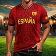 thumbnail image 2 of XAOFW Spain Soccer Shirt For Men Short Sleeve V Neck Tees Spain Flag Printed Soccer T Shirts Casual Summer Mens Workout Shirts L, 2 of 4