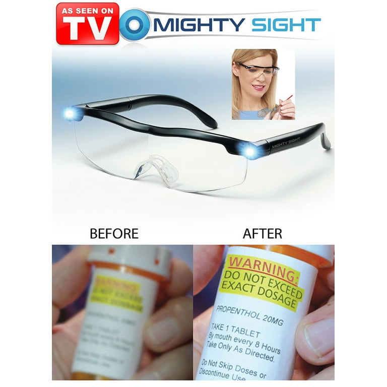Mighty Sight Magnifying Glasses with LED Lights - Eyeglasses for Readers,  Women, Men, Kids - Use for Crafts, Reading Small Print - As Seen on TV