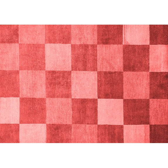 Ahgly Company Indoor Rectangle Checkered Red Modern Area Rugs, 8' x 10'