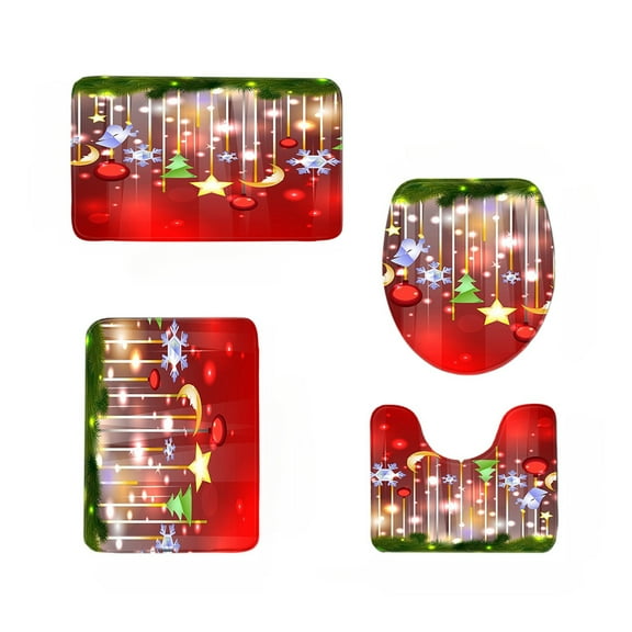 Lilixerw 4pcs Bath Mats Set Bathroom Rugs,Non Slip Plush Bathroom Mats,Absorbent Shaggy Bathroom Rug Set for Bathroom Bedroom Living Room,2024 New Christmas Decoration