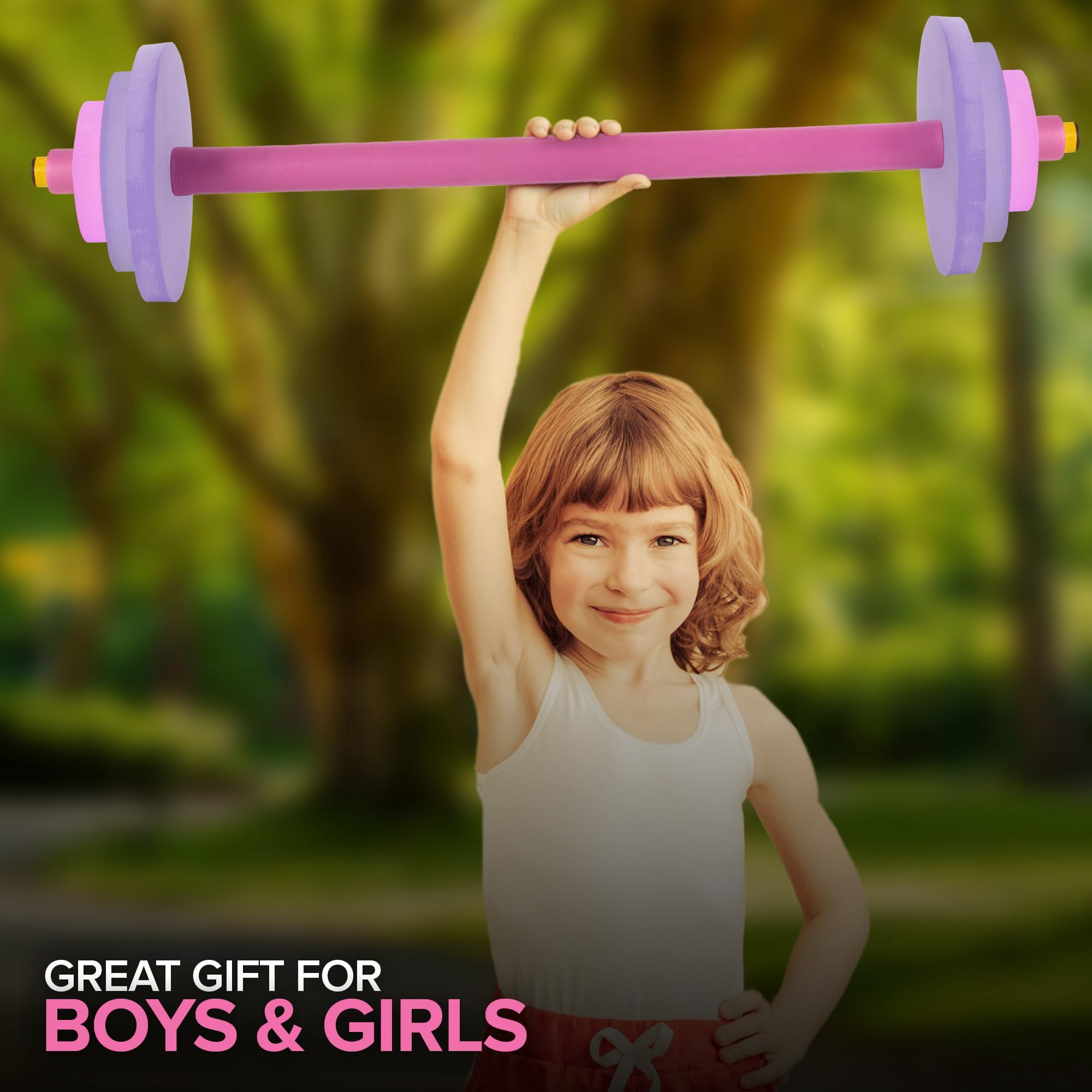 Modern Innovations Kids Barbell Weight Set, Toy Workout Equipment, Kid Weights for Exercise, Toddler Fun & Fitness (Pink & Purple)
