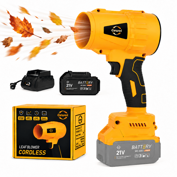 Gewol Handheld Leaf Blower, 21V Portable Cordless Leaf Blower with 1 x 3.0Ah Battery, for Patio Cleaning, Lawn Care