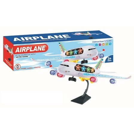 Airplane Toys for Kids Bump and Go Action - Toddler Toy Plane with LED Flashing Lights - High Quality & Durable Plan with Real Jet Sound For Boys & Girls 3-12 Years Old - (Airbus A380)