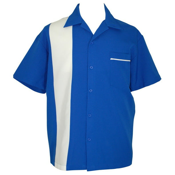 BeRetro - Bowling Shirt Men'sÂ Short-SleeveÂ Royal Blue & White ~Â ...