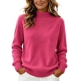 thumbnail image 2 of XRoczxe Women's Mock Neck Pullover Sweater, Soft Knit Long Sleeve Top, Casual Loose Fit Solid Color Jumper for Fall Winter Daily Wear Office, 2 of 6